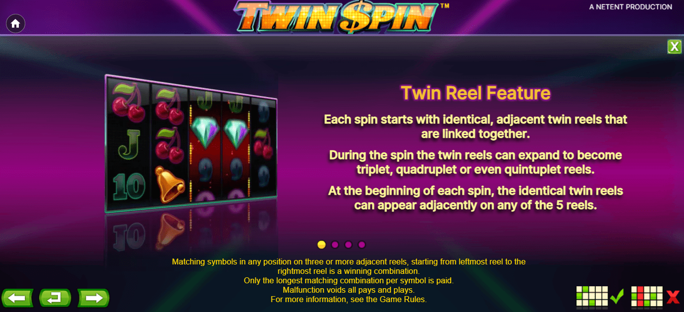 Twin spin características de demonstração da slot